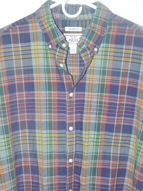 Jos. A. Bank 1905 Men's large Fall colors plaid short sleeve preppy button-up